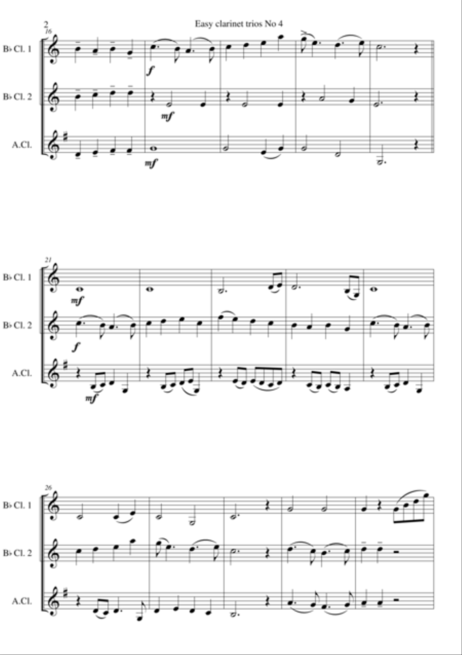 Men of Harlech (Rhyfelgyrch Gwŷr Harlech) for clarinet trio (2 B flats and 1 Alto) Clarinet Trio scores gallery preview page 2
