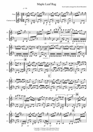 Maple Leaf Rag for Flute and Clarinet Duet
