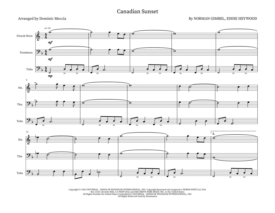 Canadian Sunset Small Ensemble scores gallery preview page 1