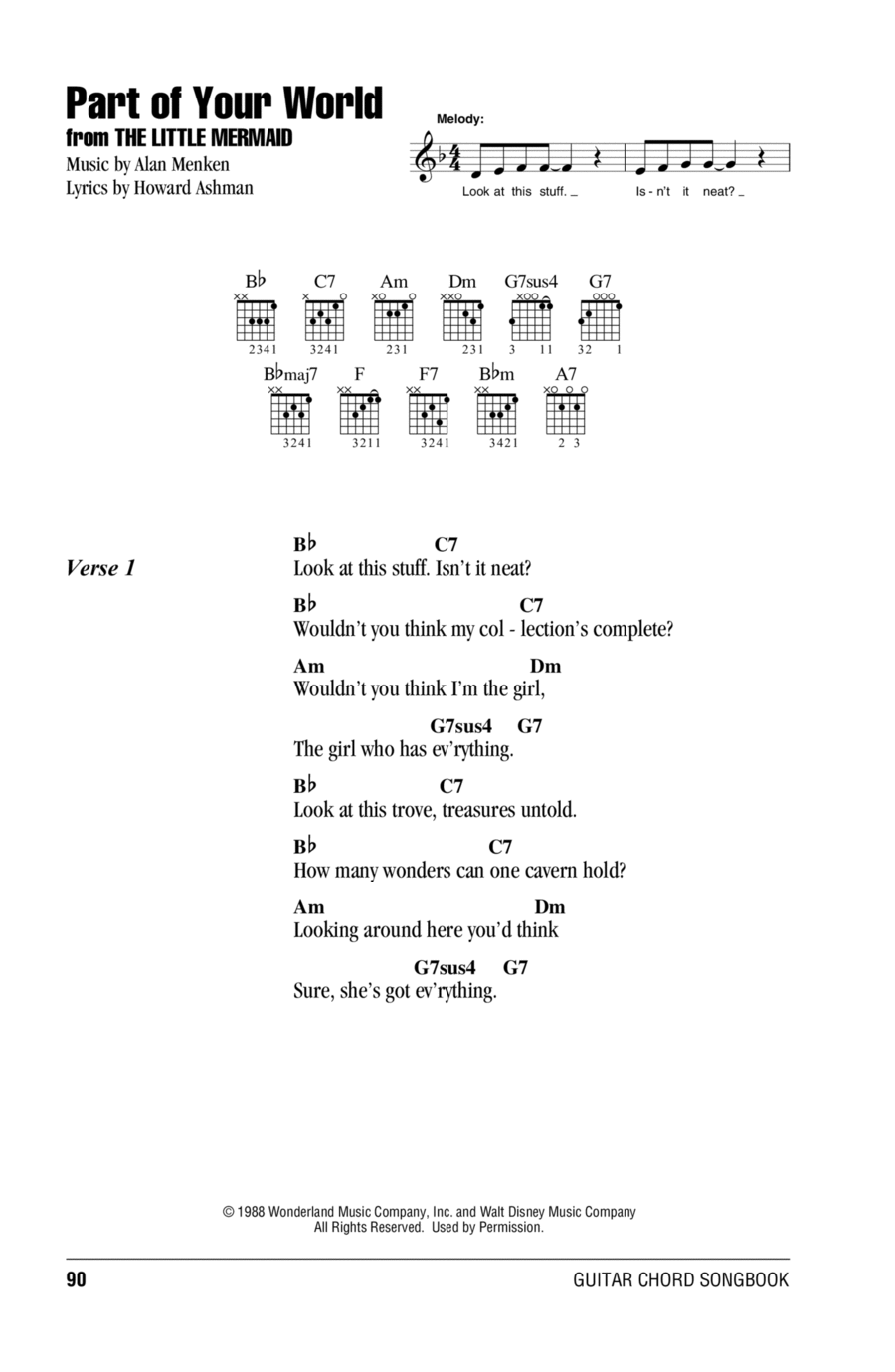 Part Of Your World (from The Little Mermaid) Guitar scores gallery preview page 1