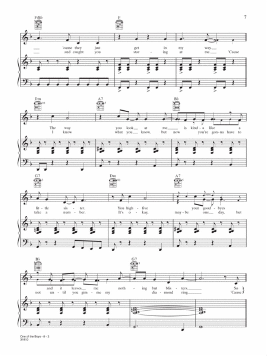 One of the Boys One of the Boys Piano, Vocal, Guitar scores gallery preview page 3
