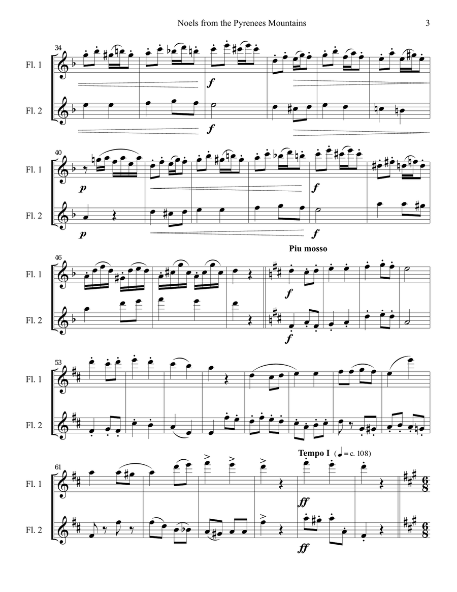 Noels from the Pyrenees Mountains - flute duet Flute Duet scores gallery preview page 3
