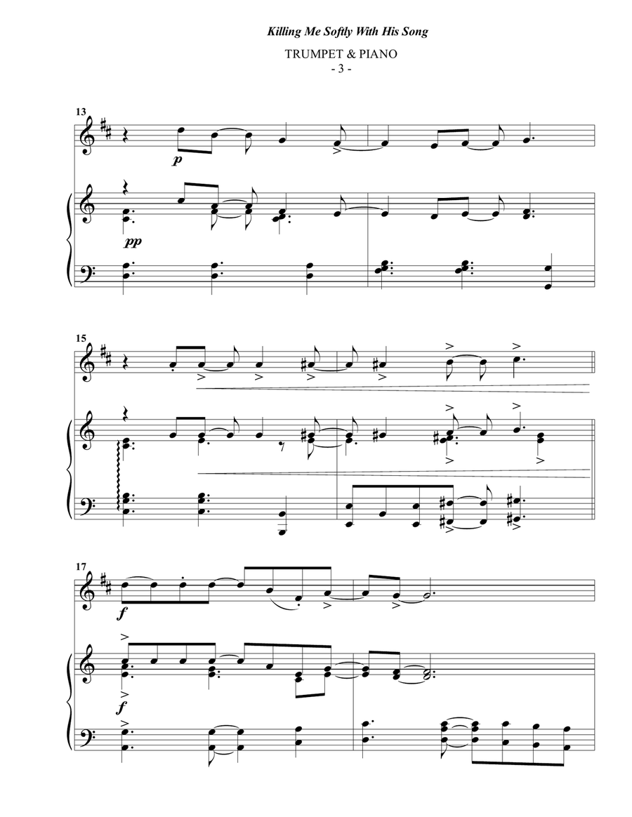 Killing Me Softly With His Song B-Flat Trumpet scores gallery preview page 3