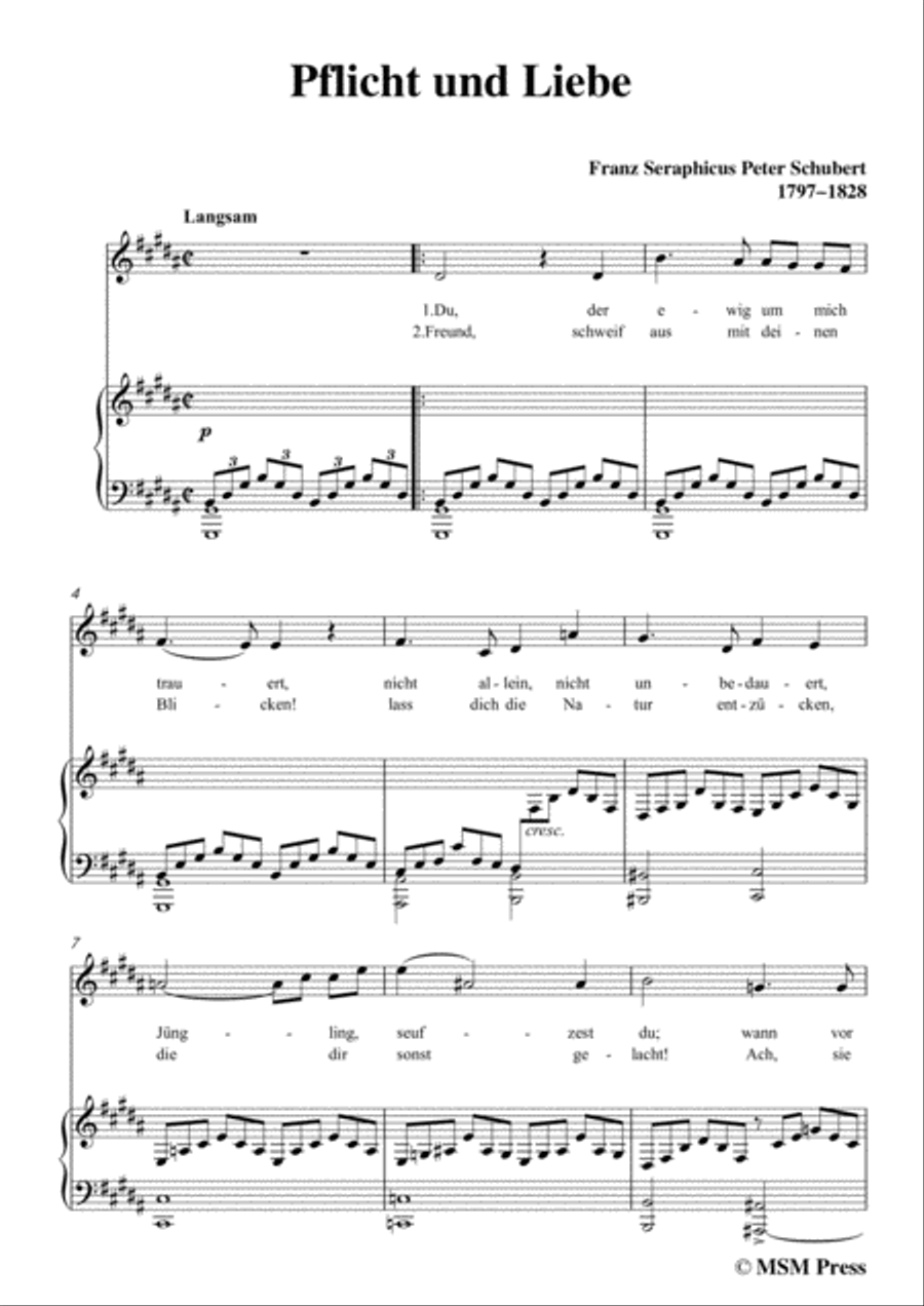 Schubert-Pflicht und Liebe,in g sharp minor,for Voice and Piano Voice Solo scores gallery preview page 3