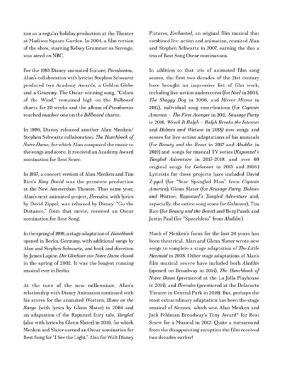Alan Menken Songbook – 2nd Edition Piano, Vocal, Guitar scores gallery preview page 6