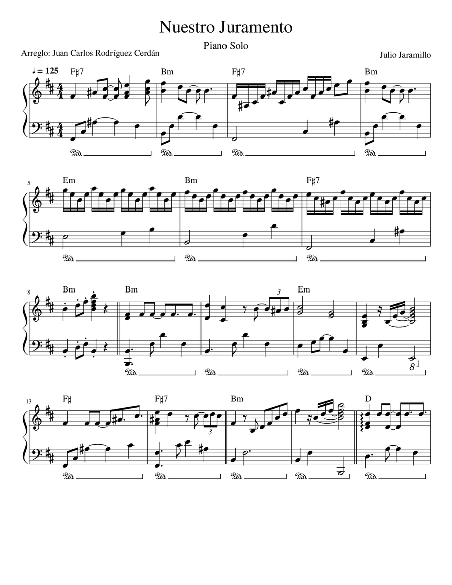 Nuestro Juramento Piano Solo scores gallery preview page 1