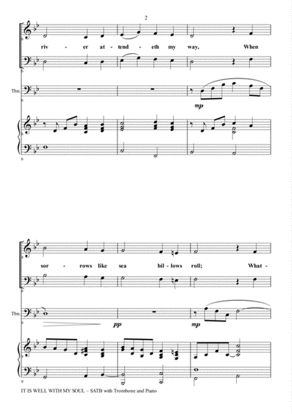IT IS WELL WITH MY SOUL (Choir - SATB with Trombone & Piano) image number null