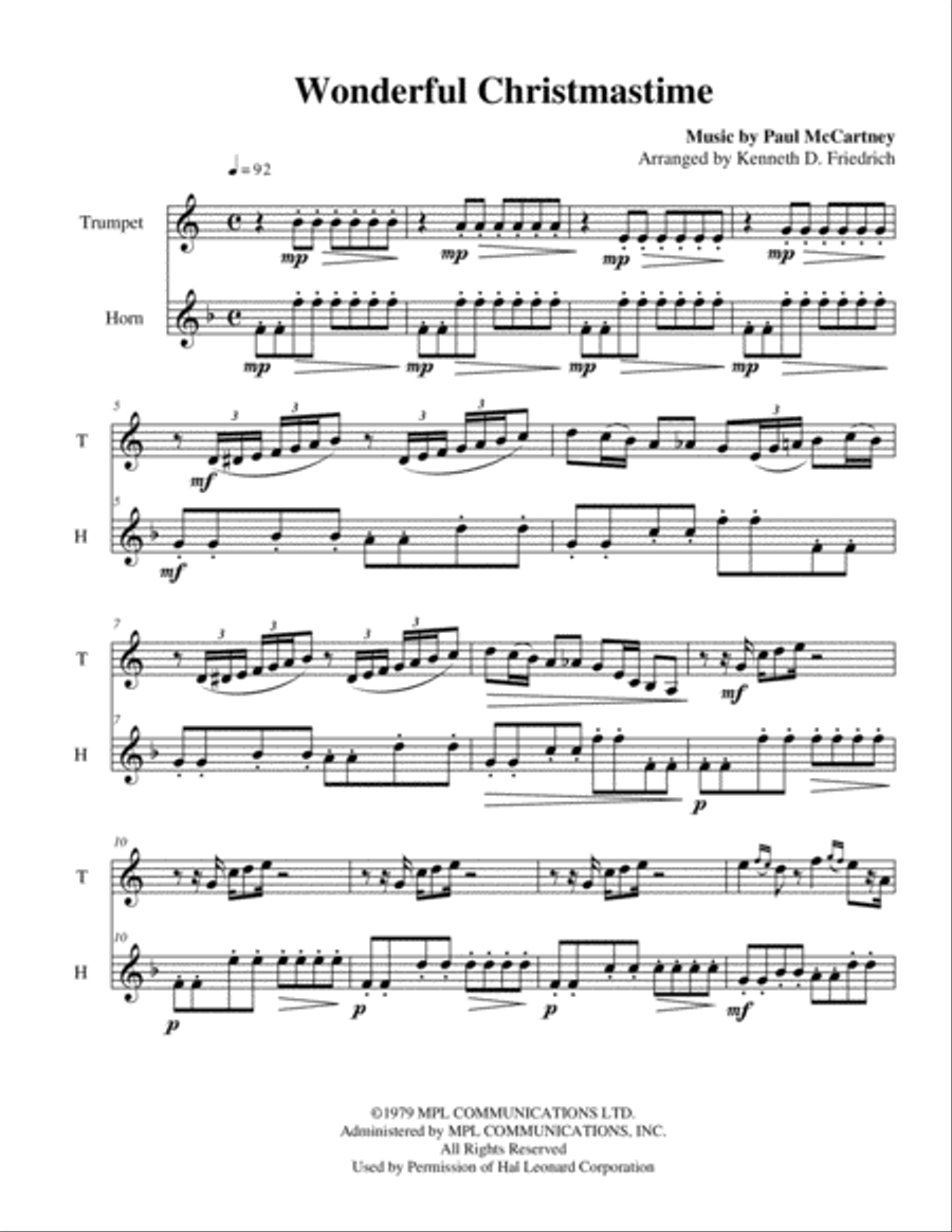 Wonderful Christmastime Brass Duet scores gallery preview page 1
