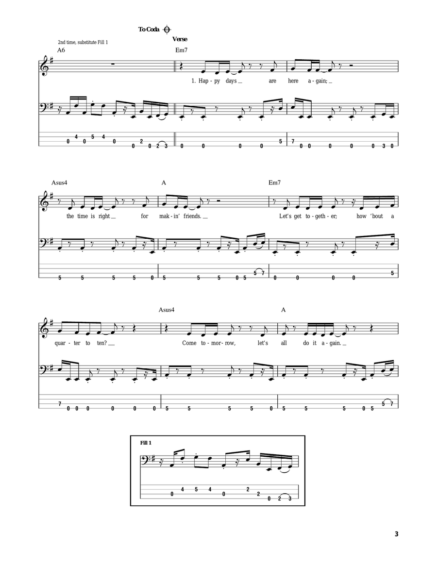 Good Times Good Times Bass Guitar Tablature scores gallery preview page 3