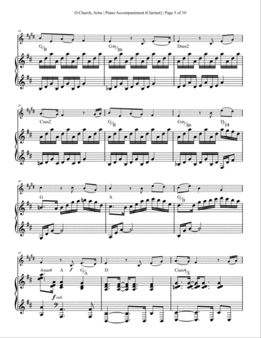 O Church, Arise (arise, Shine) Clarinet Solo scores gallery preview page 5