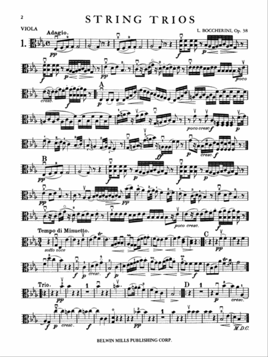 Boccherini: Three Trios, Op. 38 Viola scores gallery preview page 1