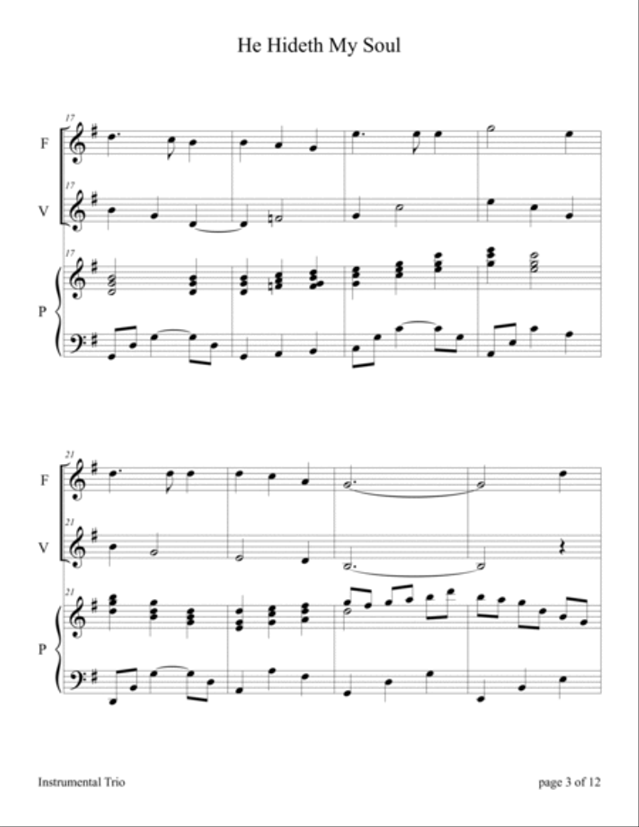 He Hideth My Soul (for Flute and Violin Duet with Piano Accompaniment) Flute scores gallery preview page 6