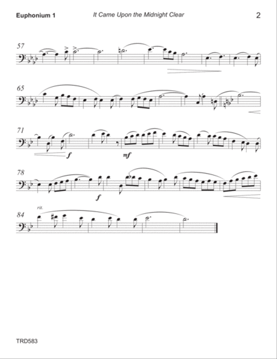 IT CAME UPON THE MIDNIGHT CLEAR - EUPHONIUM/TROMBONE DUET (unaccompanied) Brass Duet scores gallery preview page 4