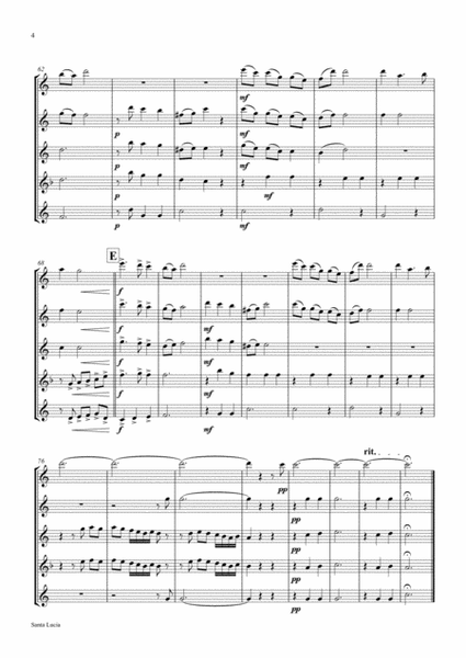Santa Lucia - Italian Folk Song - Here in the twighlight - Flute Quintet