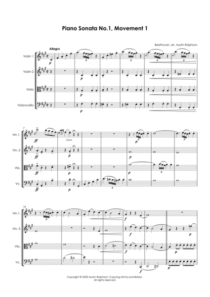 Beethoven Piano Sonata No.1 (Opus 2, No.1) 1st Movement - string quartet image number null