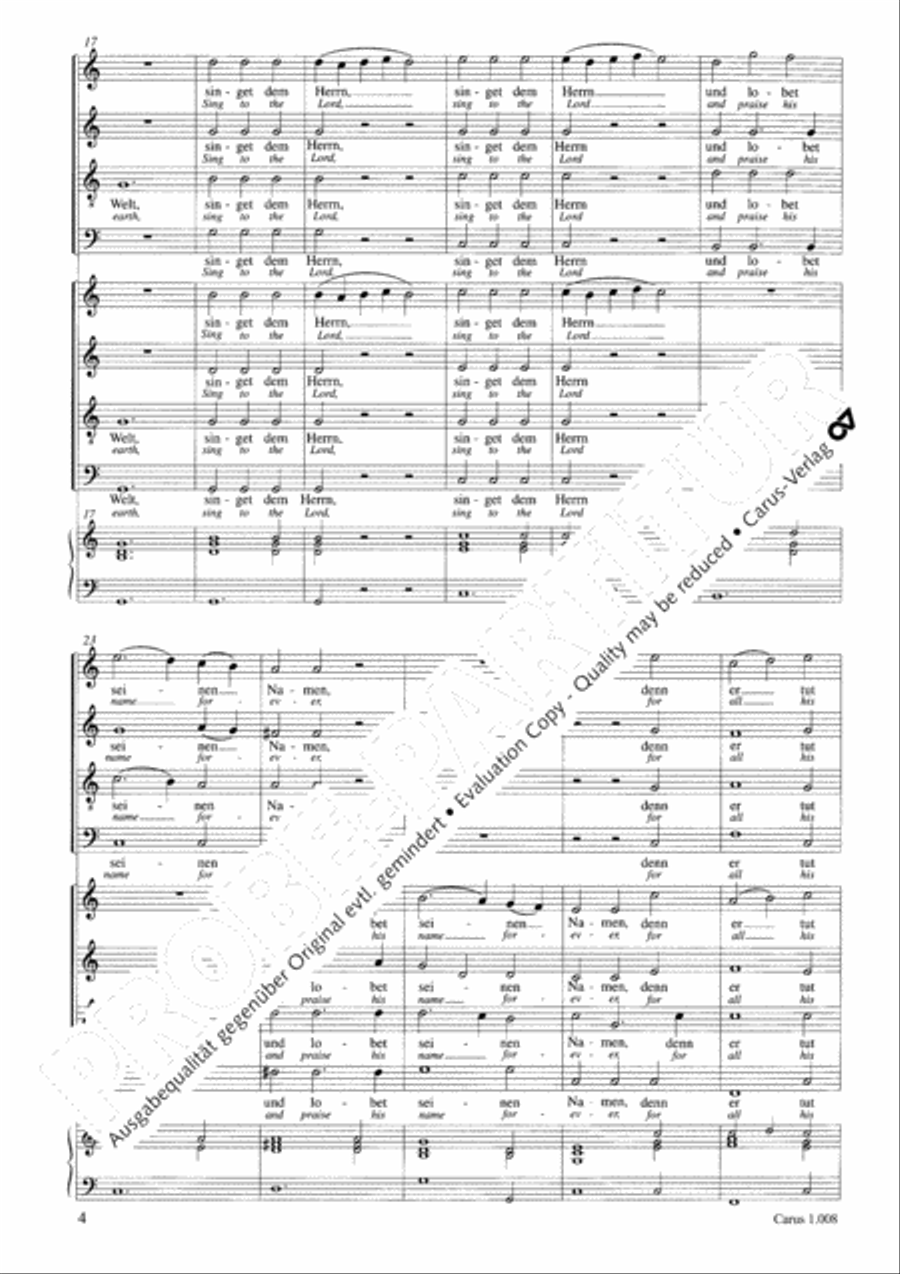 Sing to the Lord a new song (Singet dem Herrn ein neues Lied) 4-Part scores gallery preview page 5