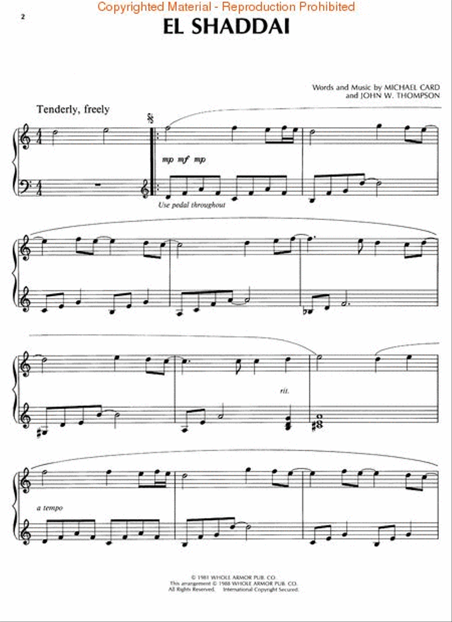 El Shaddai Easy Piano scores gallery preview page 2