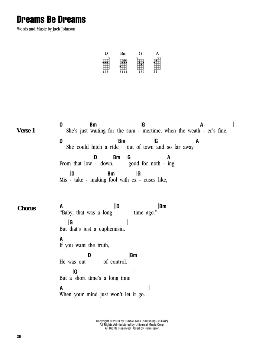 Dreams Be Dreams Dreams Be Dreams Ukulele scores gallery preview page 1