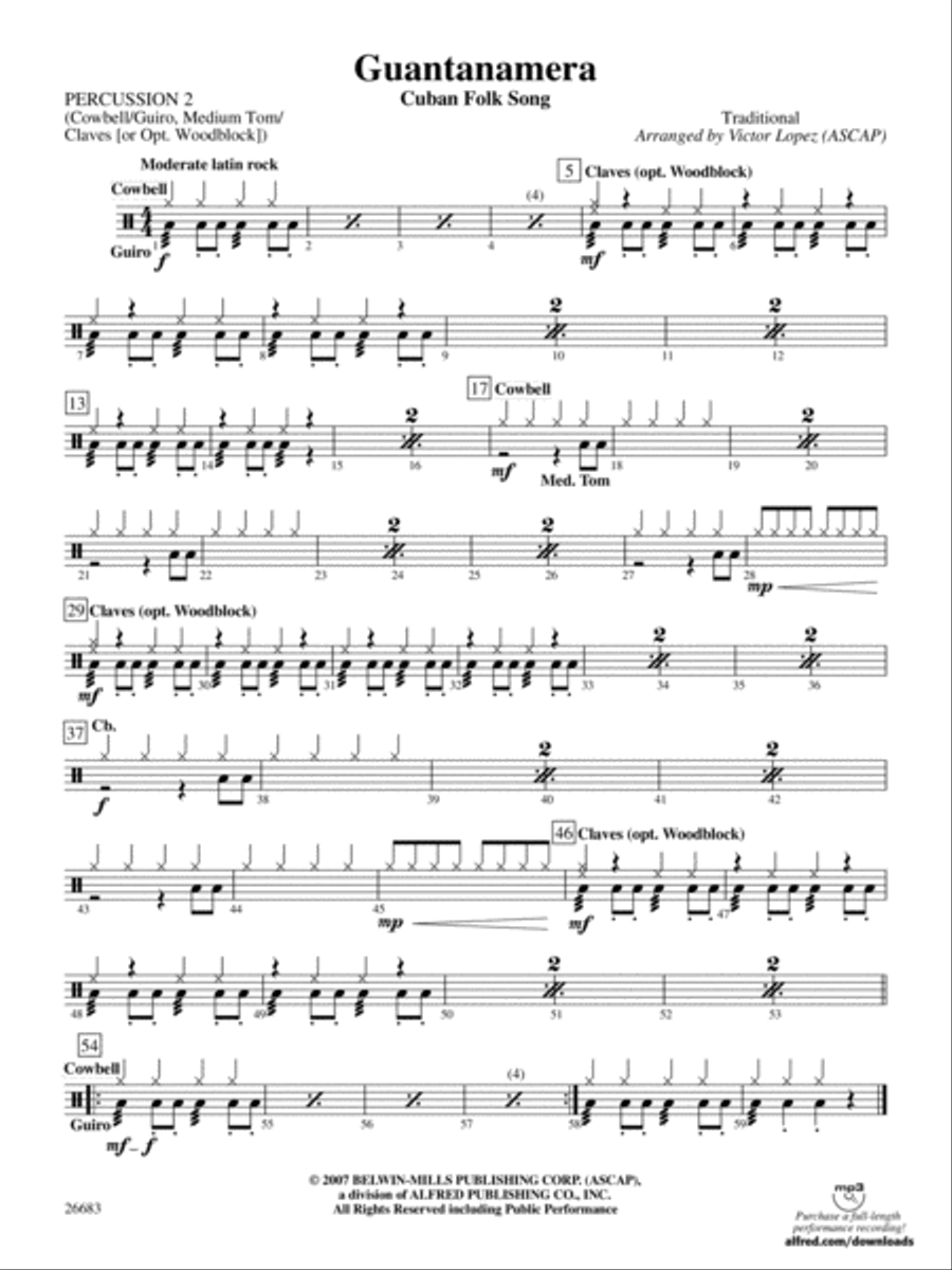Guantanamera: 2nd Percussion Concert Band scores gallery preview page 1