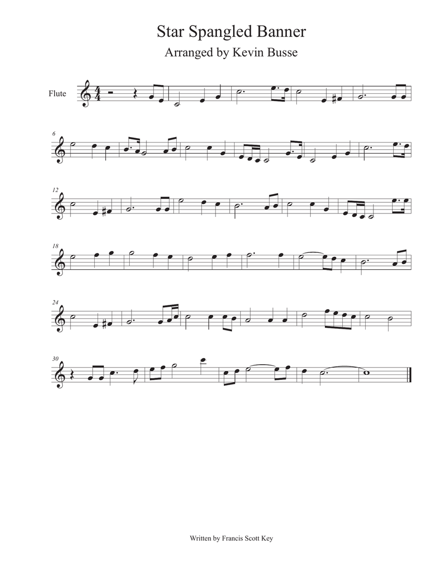 Star Spangled Banner - (Whitney Houston Version) - Flute Flute Solo scores gallery preview page 1