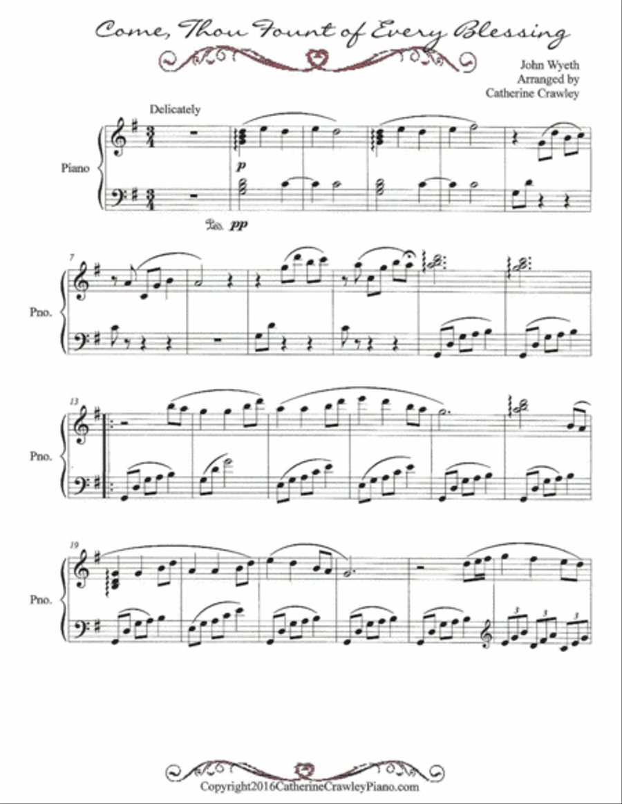 Come,Thou Fount of Every Blessing Piano Solo scores gallery preview page 1