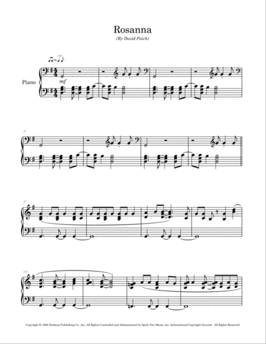 Rosanna Rosanna Piano Solo scores gallery preview page 2