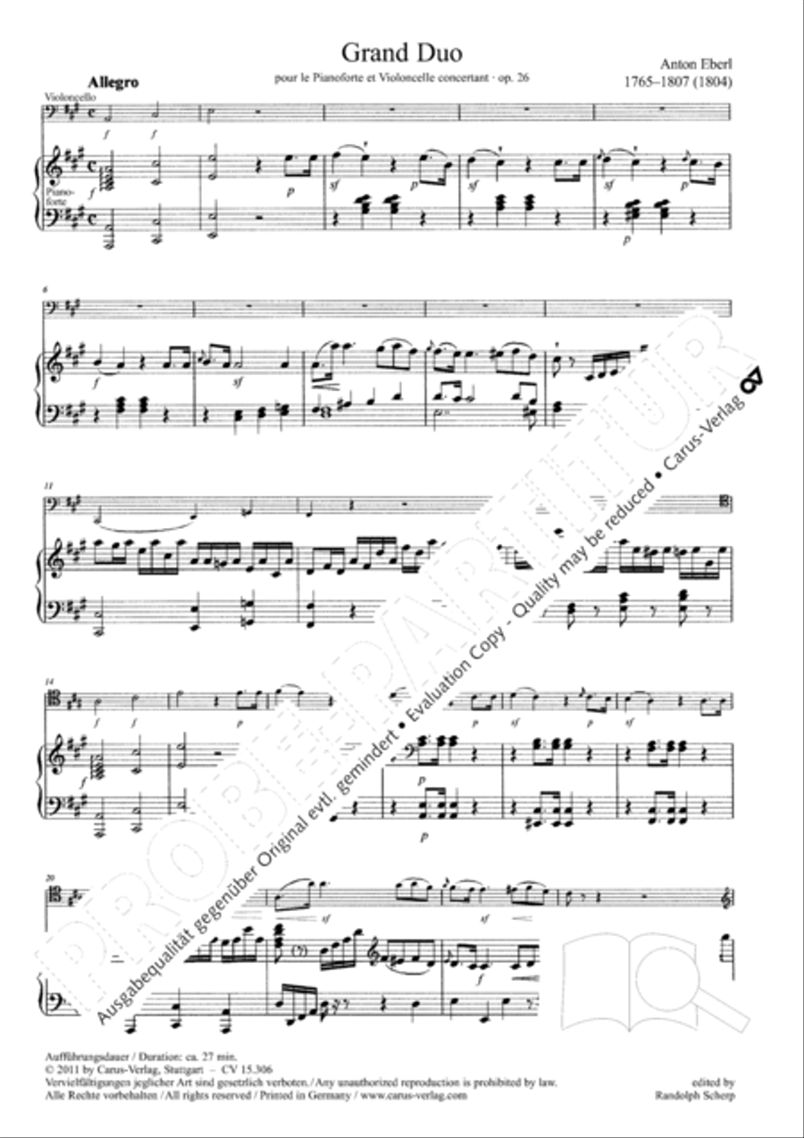 Grand Duo fur Violoncello und Klavier String Duet scores gallery preview page 6