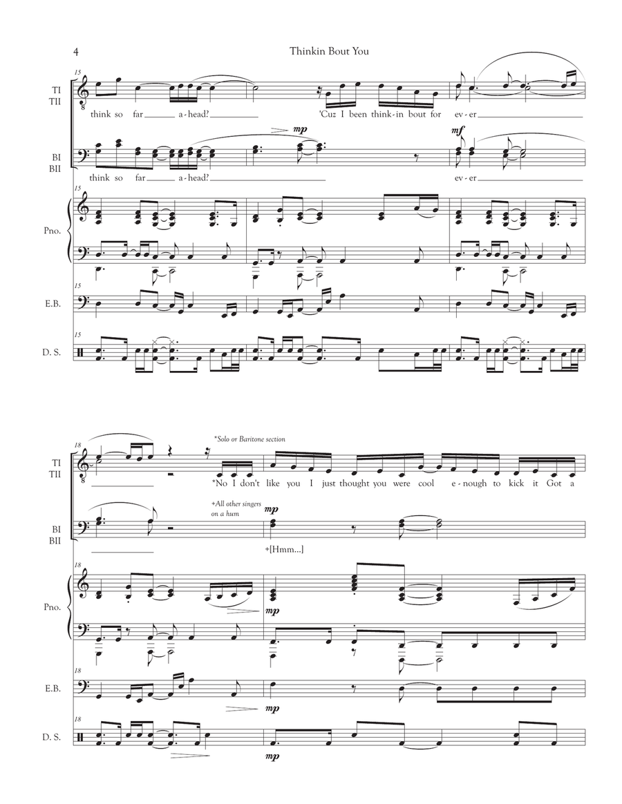 Thinkin' 'bout You TTBB scores gallery preview page 4