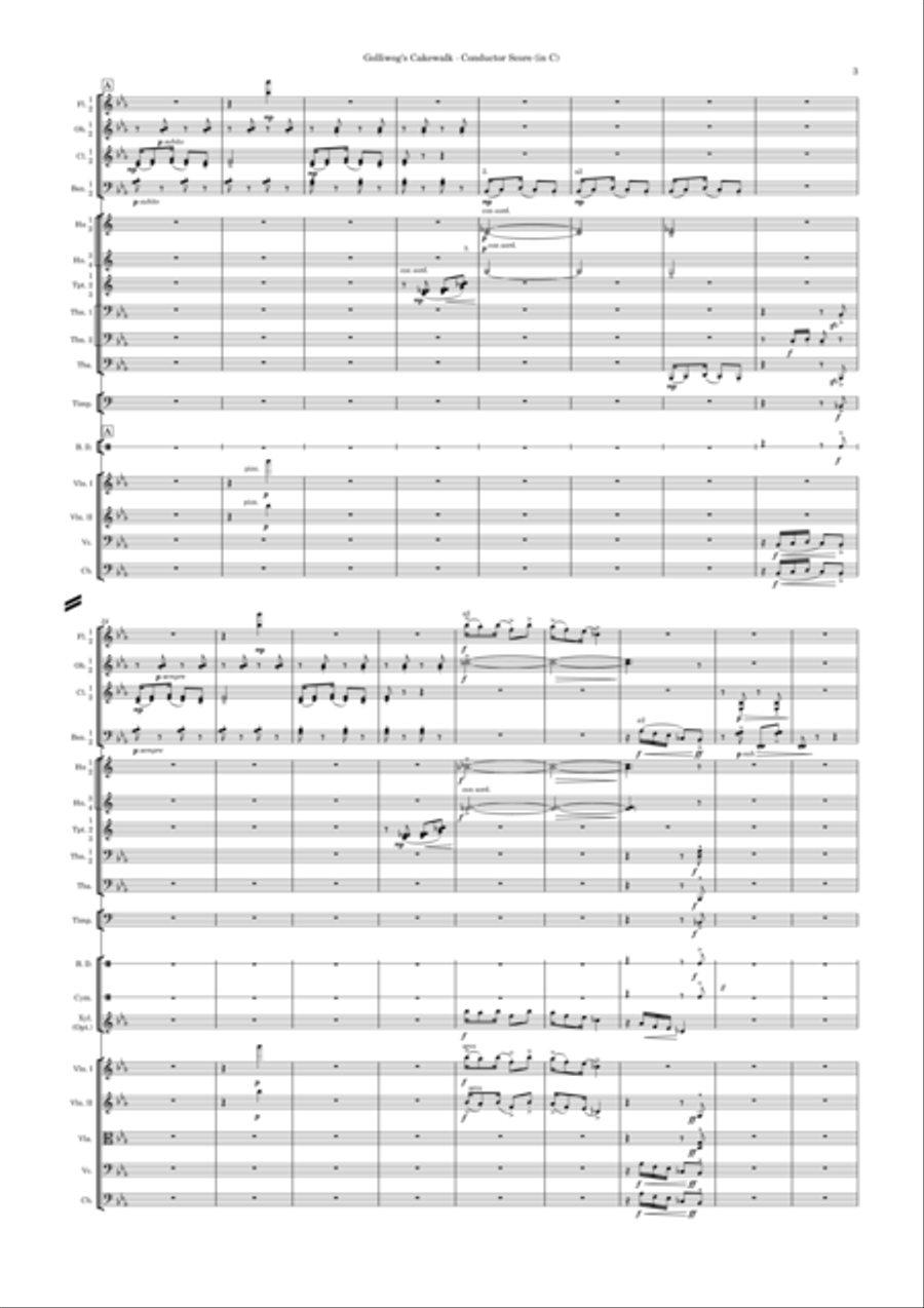 Golliwog's Cakewalk (Standard Orchestra) – Score and Parts – in Eb (Original key) Full Orchestra scores gallery preview page 5