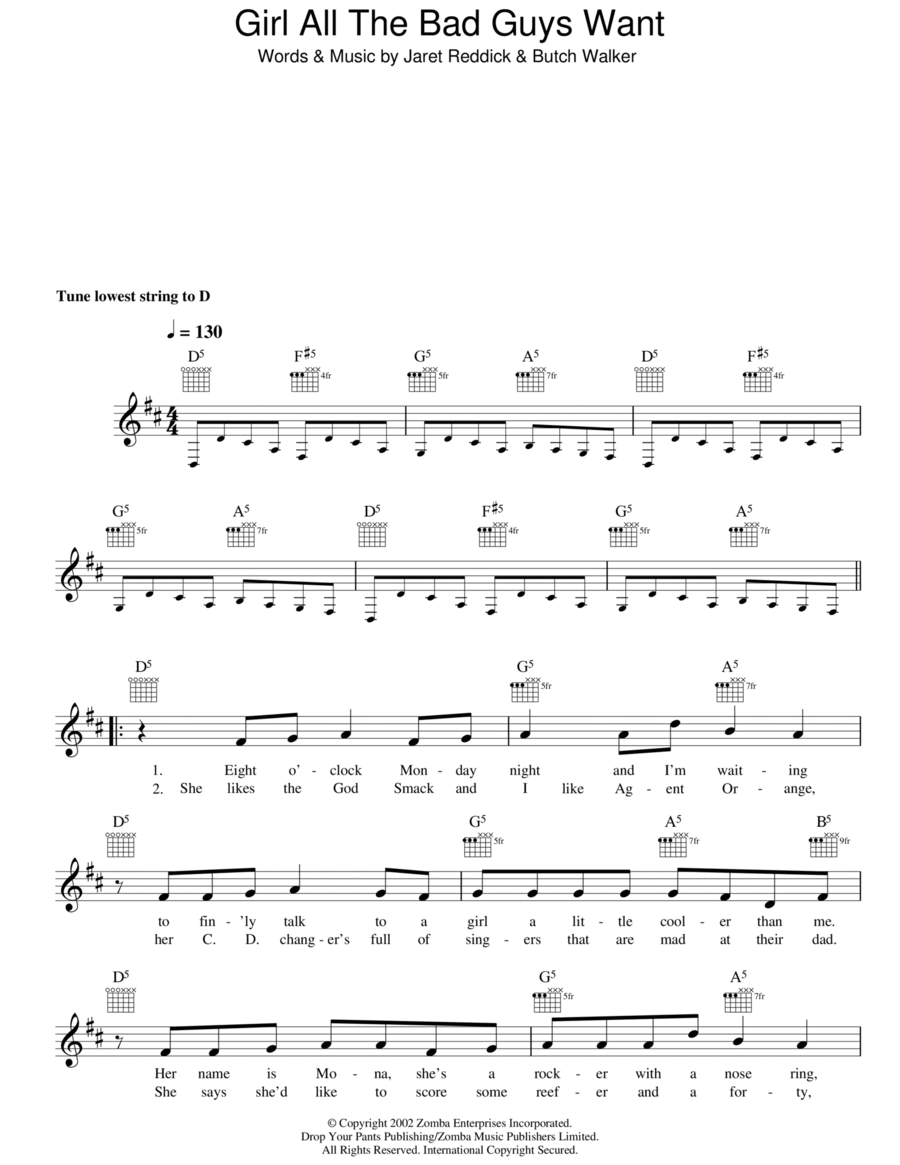 Girl All The Bad Guys Want Piano scores gallery preview page 1