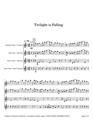 Book cover for Twilight Is Falling for Clarinet Quartet in Schools