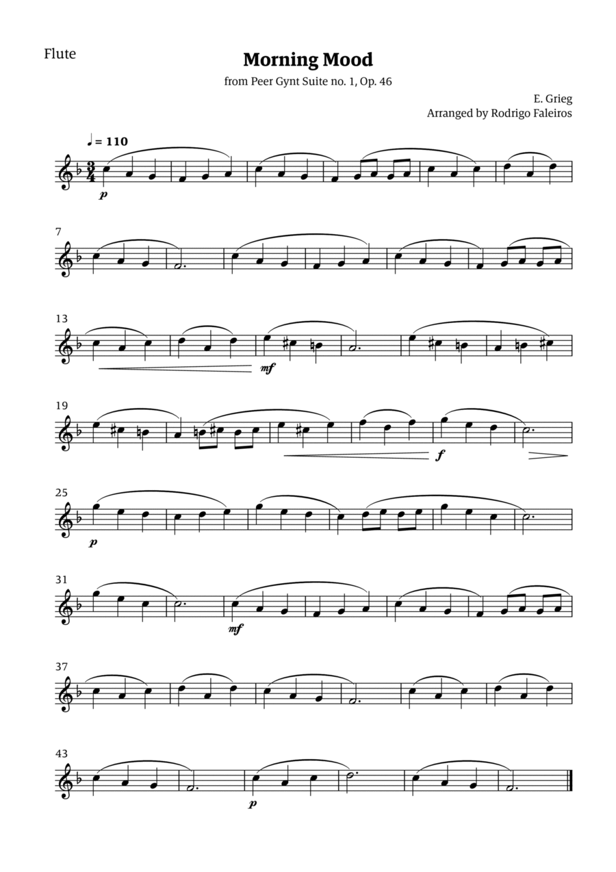 Morning Mood (solo flute - level 3) Flute Solo scores gallery preview page 1