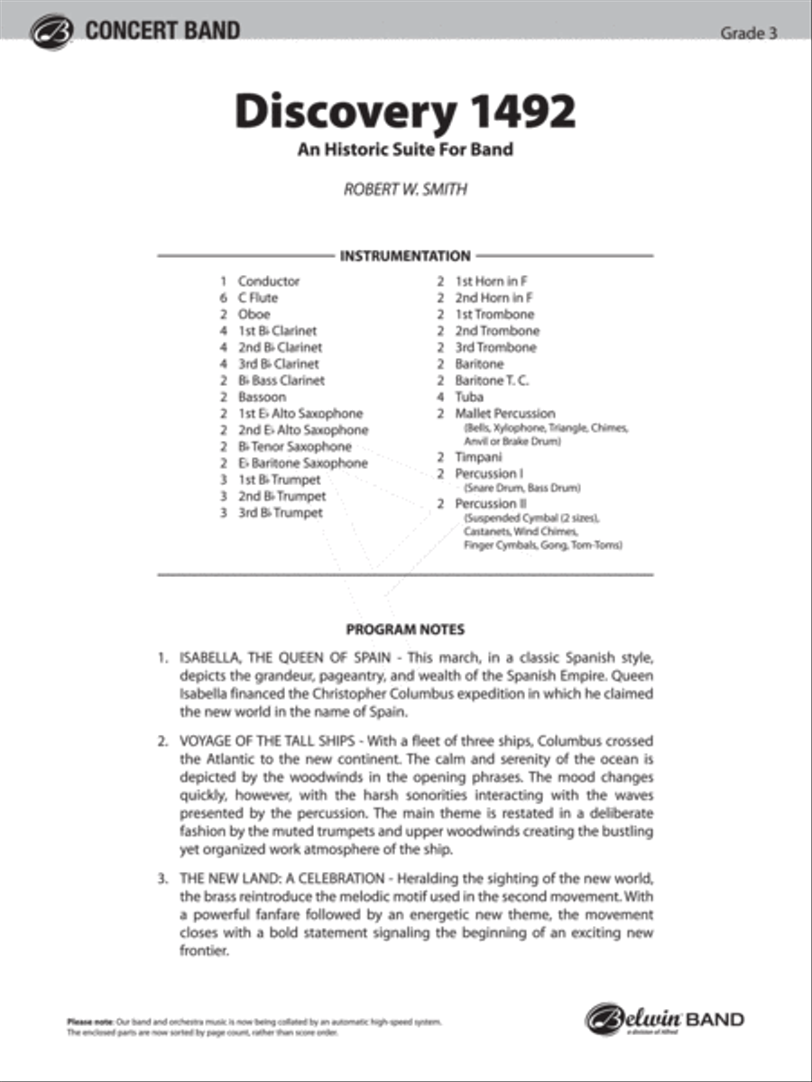 Discovery 1492: Score Concert Band scores gallery preview page 1