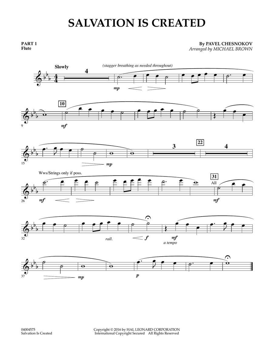Salvation Is Created - Pt.1 - Flute Concert Band scores gallery preview page 1