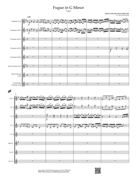 Fugue in G Minor "Little" (arr. clarinet ensemble) image number null
