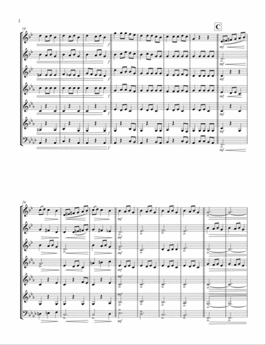 Carol of the Bells (F min) (Brass Septet - 3 Trp, 3 Hrn, 1 Trb) Brass Ensemble scores gallery preview page 2