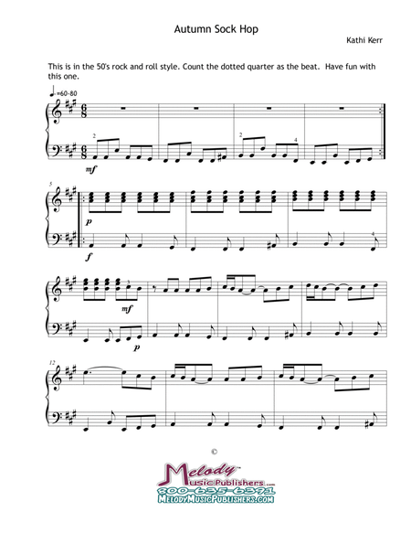 Piano solo late intermediate - "Autumn Sock Hop"