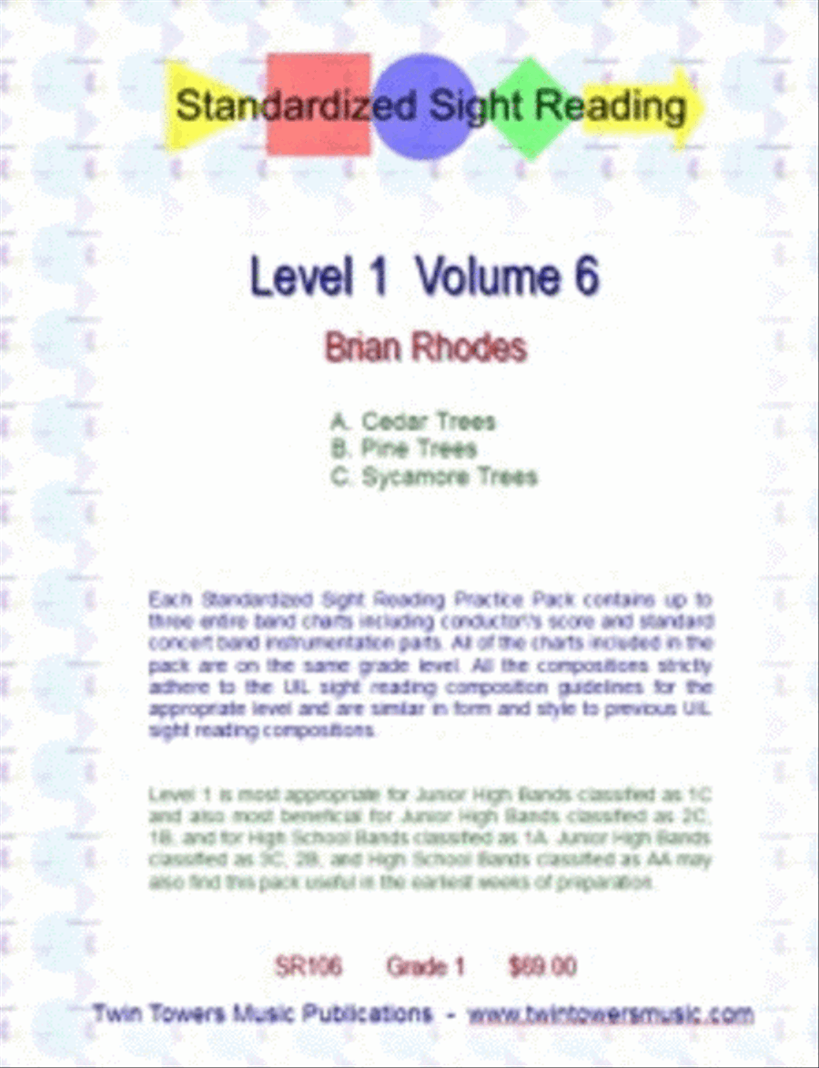Sight Reading Practice Pack Level 1 Volume 6 Concert Band scores gallery preview page 1