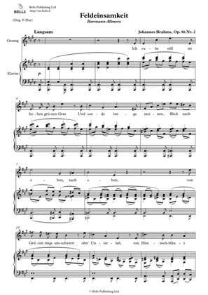 Feldeinsamkeit, Op. 86 No. 2 (A Major)