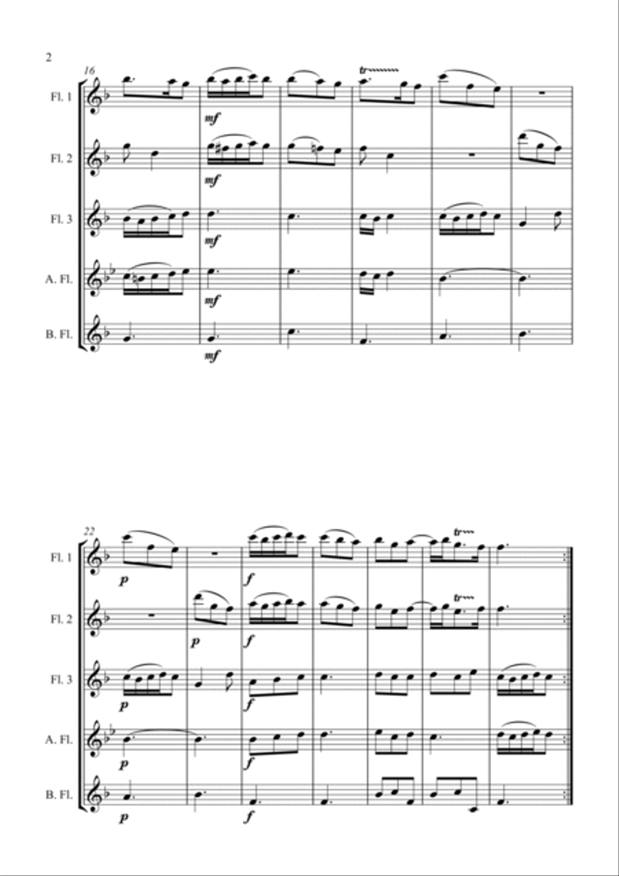 Trio Sonata Op. 2 No. 8 4th Movement - for Flute Choir Woodwind Quintet scores gallery preview page 2
