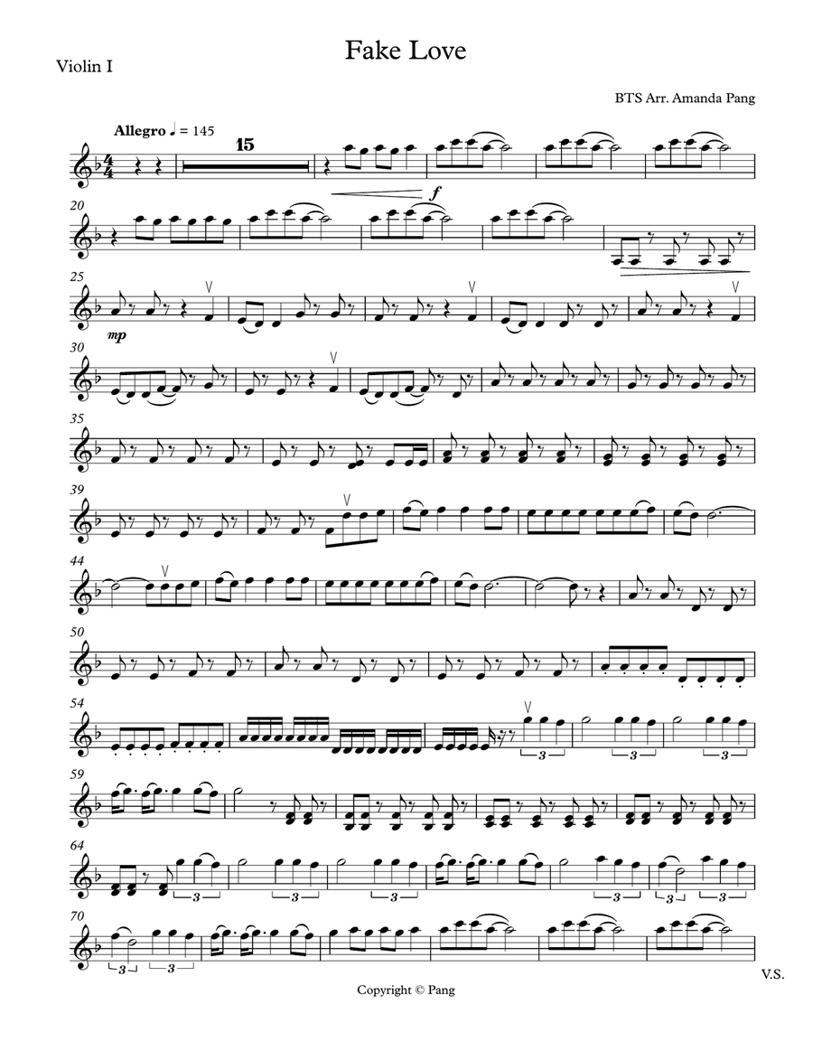 Fake Love String Quartet scores gallery preview page 1