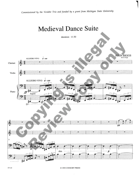Medieval Dance Suite by John Biggs Clarinet - Sheet Music