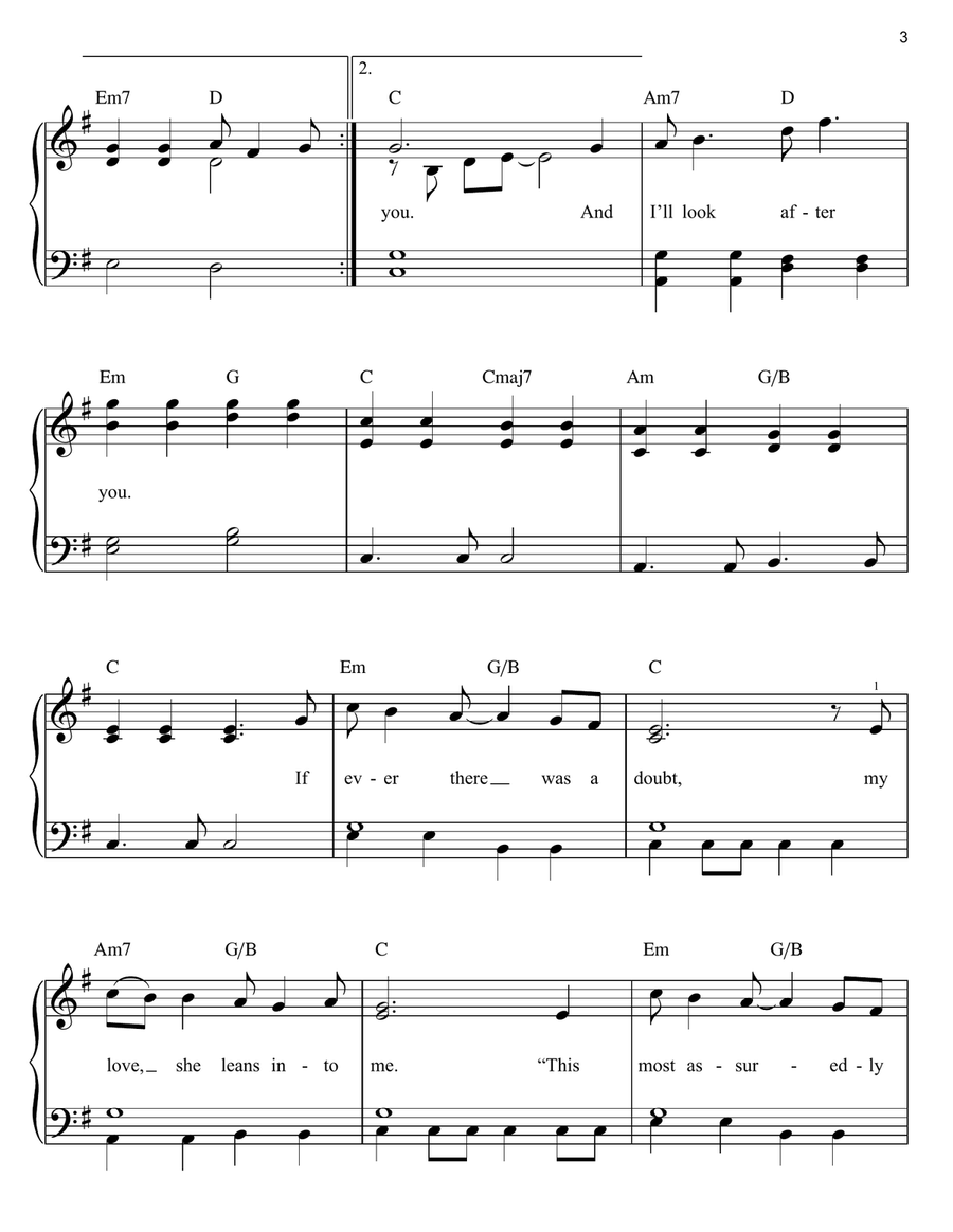 Look After You Easy Piano scores gallery preview page 3
