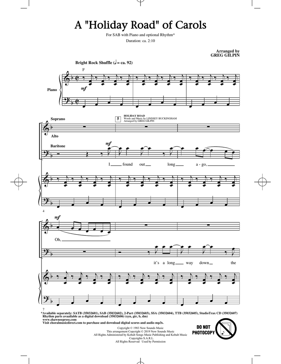 A Holiday Road Of Carols (arr. Greg Gilpin) 3-Part scores gallery preview page 1