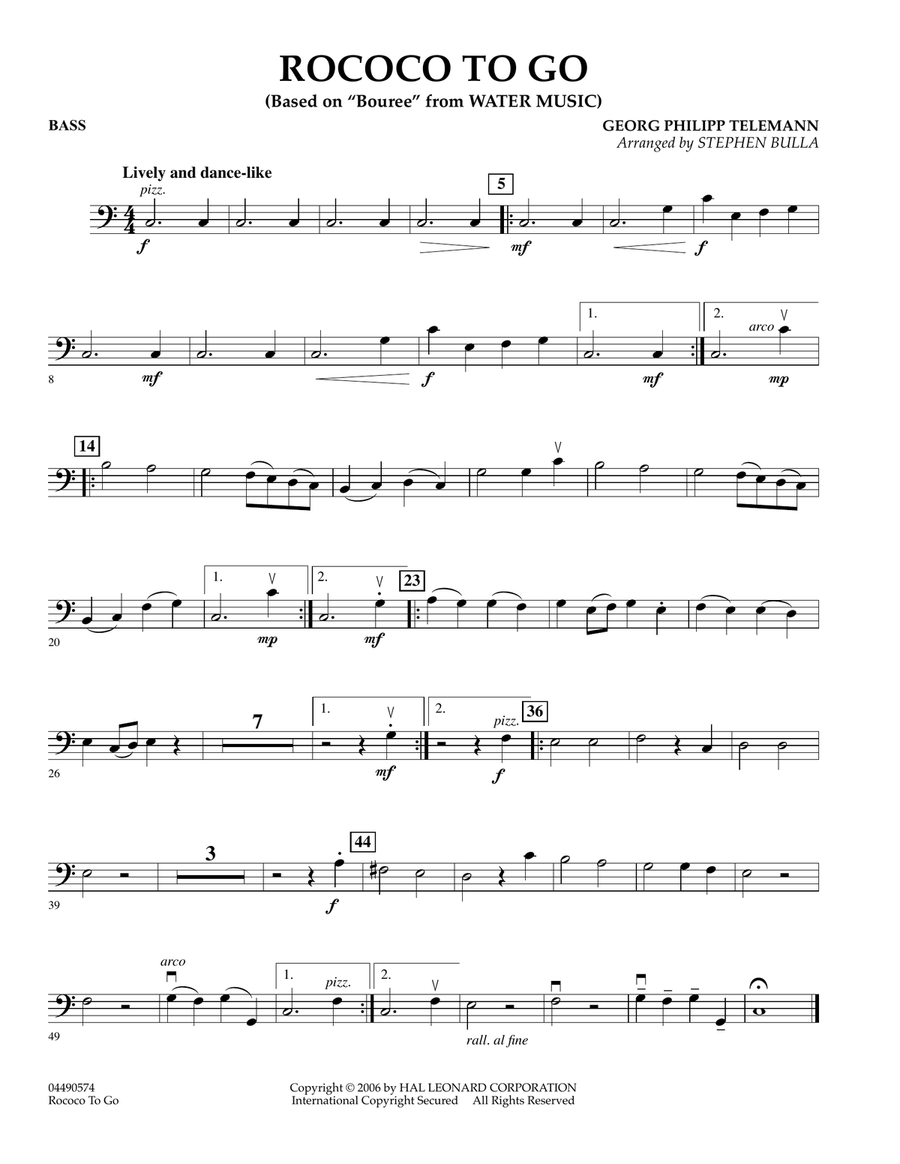 Rococo to Go - Bass Orchestra scores gallery preview page 1