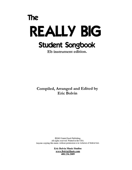 The Really Big Student Songbook Eb edition