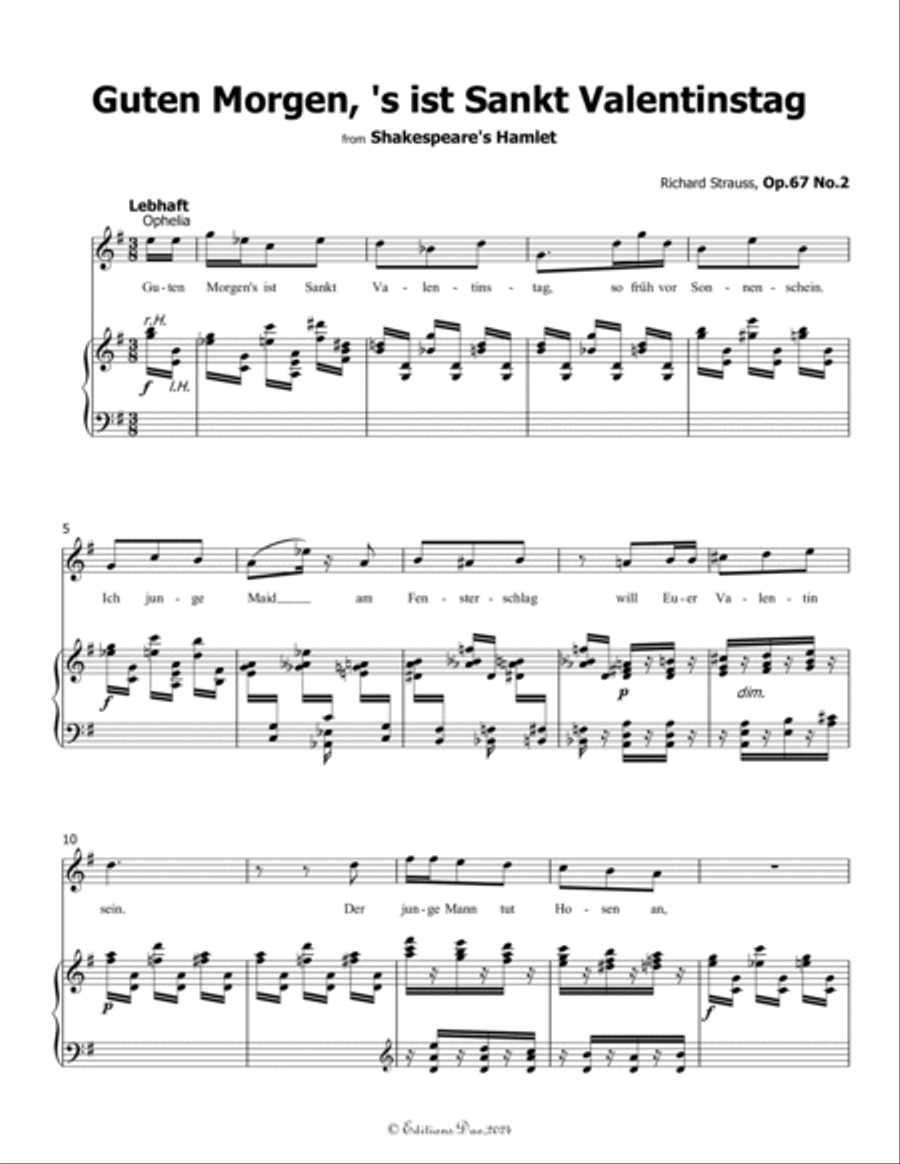 Guten Morgen,'s ist Sankt Valentinstag, by Richard Strauss, in e minor Voice scores gallery preview page 3
