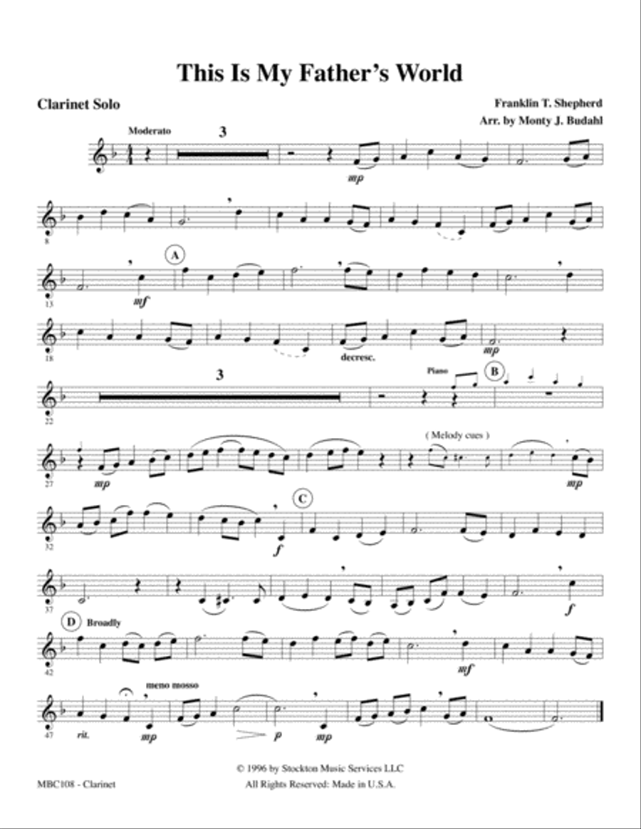 This Is My Father's World Clarinet Solo scores gallery preview page 5