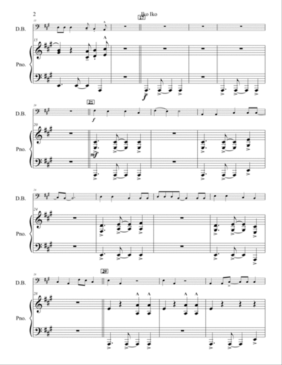 Iko Iko Double Bass scores gallery preview page 3
