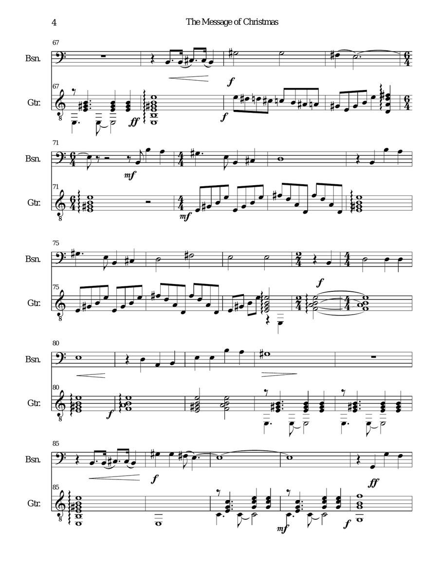 The Message of Christmas for bassoon and guitar Bassoon scores gallery preview page 4